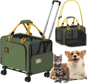 PAWZIDEA Expandable Large Pet Carrier with Wheels